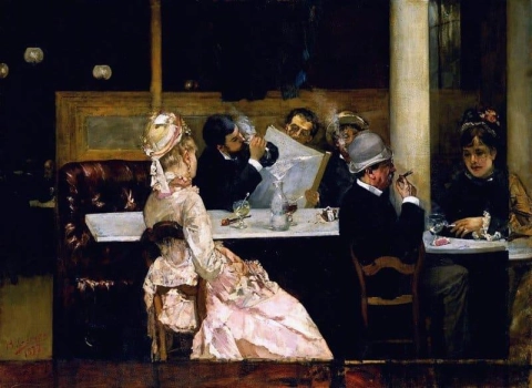 Cafe Scene In Paris 1877