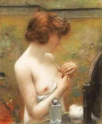 Jonge vrouw haar toilet ca. 1910-1920