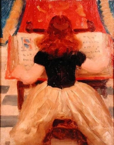 Young Girl Reading A Manuscript