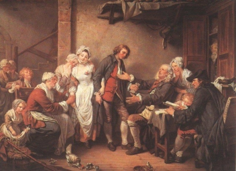 Greuze Jean Baptiste L Accordee Du Village The Village Betrothal