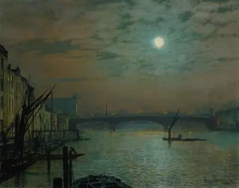 Southwark-brug bij maanlicht 1887