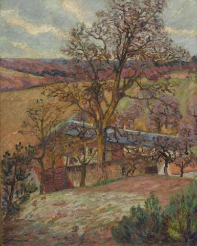 Bauernhof und Bäume Saint-Chéron 1893