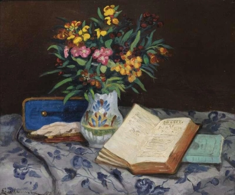 Stilleven Het blauwe handschoenenkastje, ca. 1873