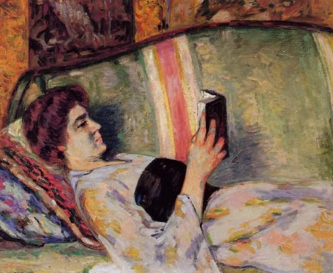 Portret van Marguerite Guillaumin die leest, ca. 1914