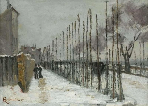 Snowy Road Around Paris 1879