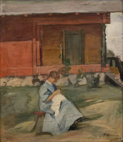 Nähende Frau