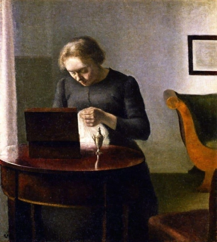 The Artist's Wife At A Sewing Table