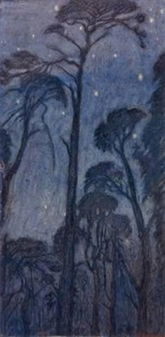 Robert árboles en el crepúsculo