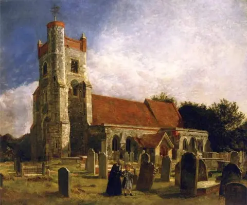 Den gamle kirken i Ewell Surrey 1847