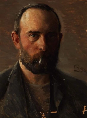 Het zelfportret van de kunstenaar met een sigaret