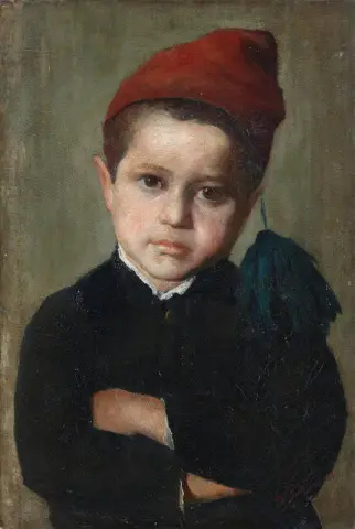 Retrato de um menino com boné vermelho, 1860
