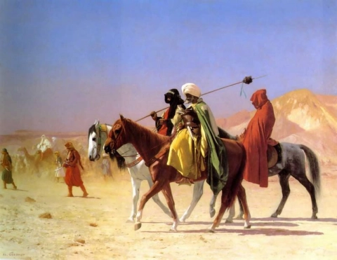 Árabes cruzando el desierto