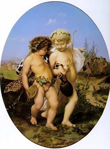 Bacchus and Cupid drunk