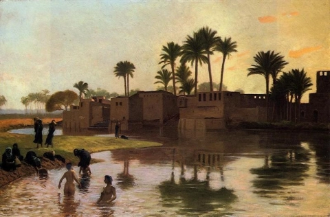 Bañistas junto al río