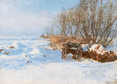 冬季风景与马车 1896