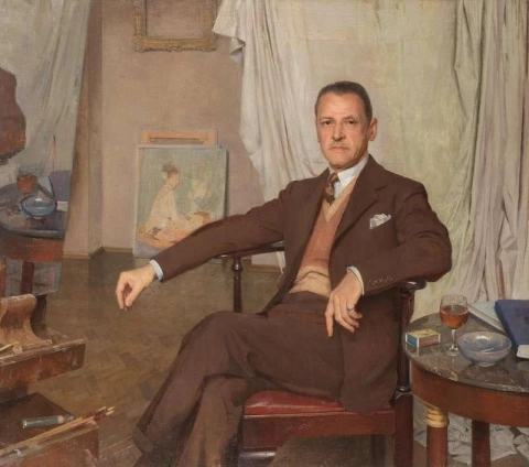 Un bicchiere di sherry nel ritratto in studio di W. Somerset Maugham 1932-37