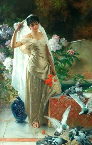 Dam med duvor 1890-1904
