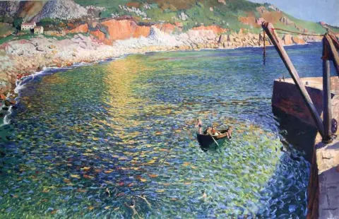 Hafenszene, wahrscheinlich Lamorna Cove Cornwall