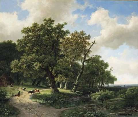 Um dia tranquilo na floresta com gado, 1860