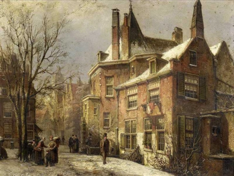 A View Of A Dutch Town In Winter