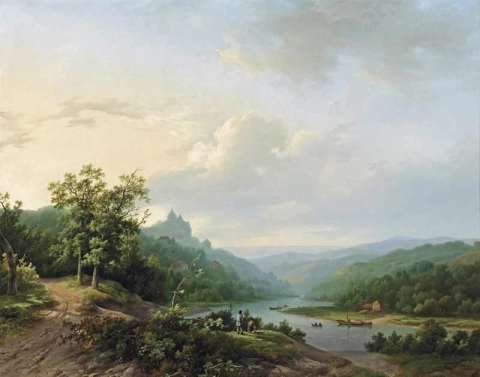 A View Of The Rhein River Near Cleves 1842