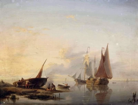 Activities On A Calm River In Summer 1845