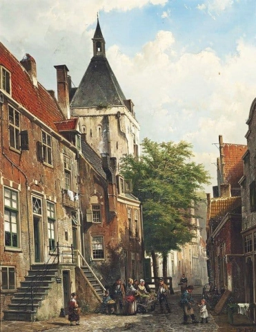 Figures Conversing In A Dutch Street