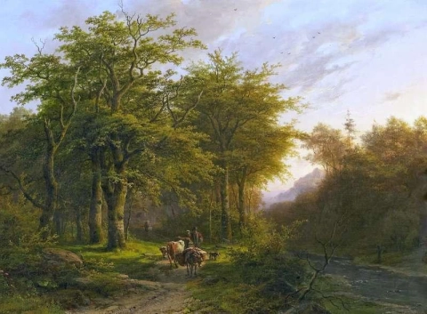 Waldlandschaft mit Viehzug 1853