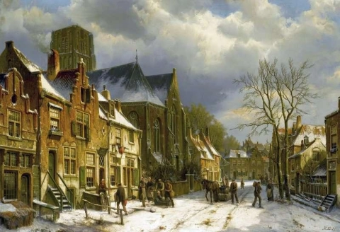 Winter In The Streets Of A Dutch Town