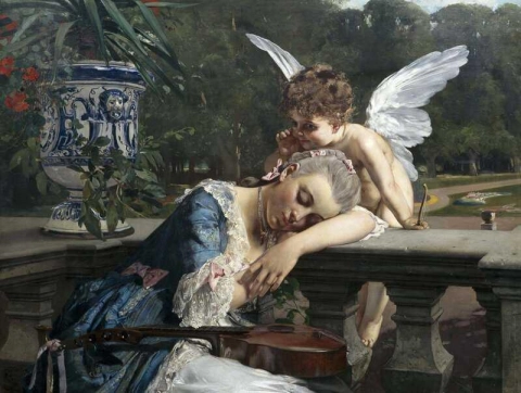 Noto anche come Cupido che sussurra all'orecchio della donna addormentata