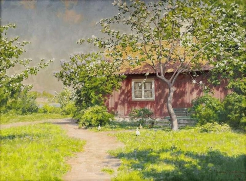 Gardsidyll Med Pickande Hons 1918