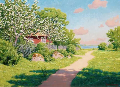 Пейзаж с фруктовыми деревьями