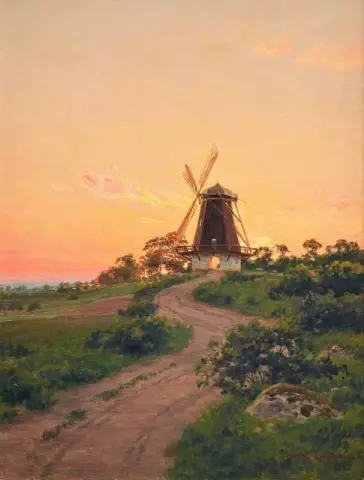 Mulino a vento all'alba