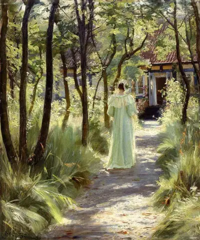 María en el jardín
