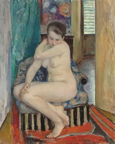 안락의자에 앉아 있는 모델, 1925년경
