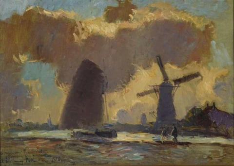 Canal e moinhos da Holanda, 1896