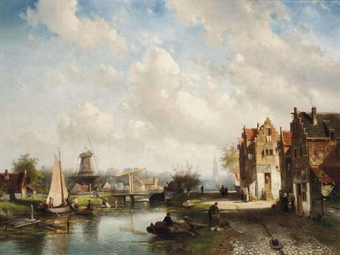 En nederlandsk by ved elven sommeren 1872