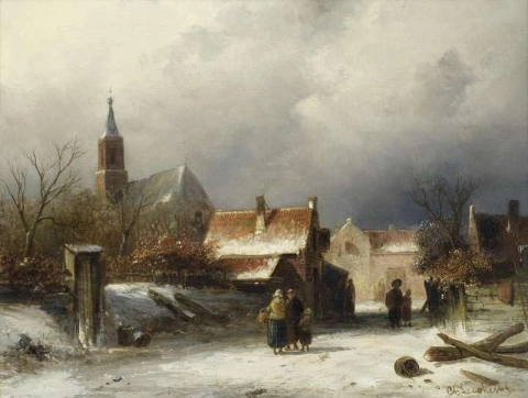 Figures In A Snowy Lane