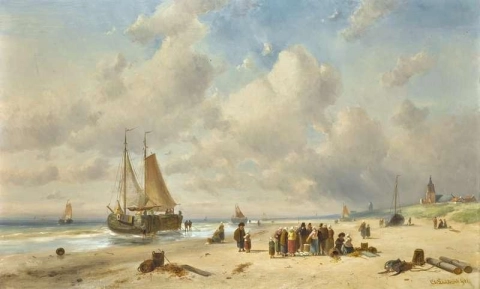 Fisherfolk On The Beach 1881