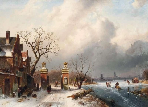 Skaters By A Dutch Hamlet