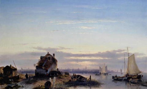 Vista no Ij com Amsterdã ao fundo, 1849