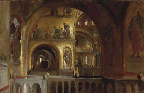 Interiören i St Mark S Basilica Venedig 1864