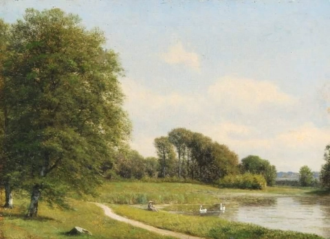 Vista desde Fuglesangsoen en J Gersborg Deer Park al norte de Copenhague 1893