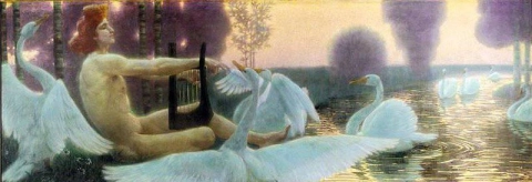 Apolo encantando a los cisnes