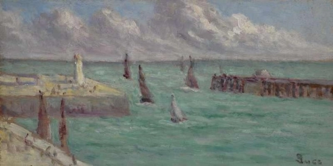 Honfleur, o farol e o cais, por volta de 1935