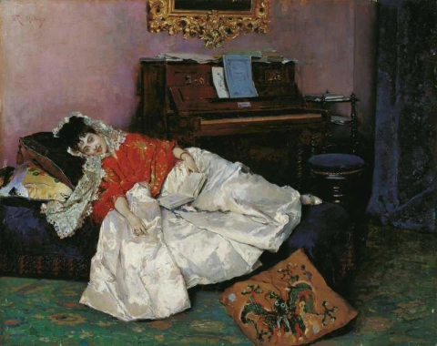 Het lezen. Aline Masson, ca. 1880-1885