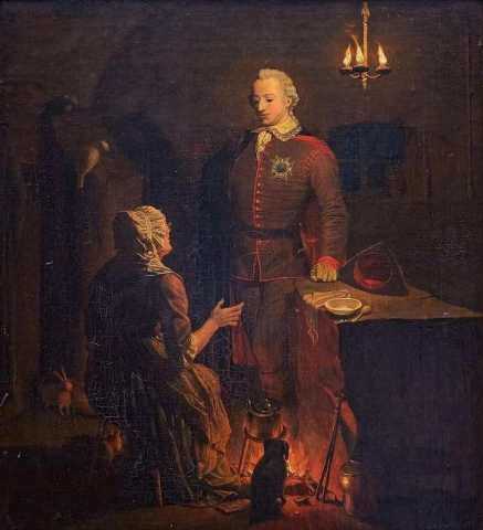 Interior com Gustav Iii vestindo traje sueco em Mamsell Arfwidsson