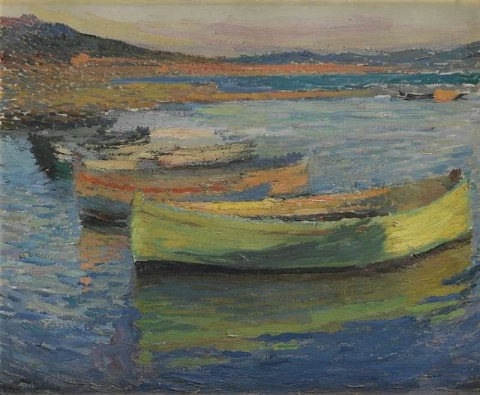 Barcos ao redor de Collioure por volta de 1910