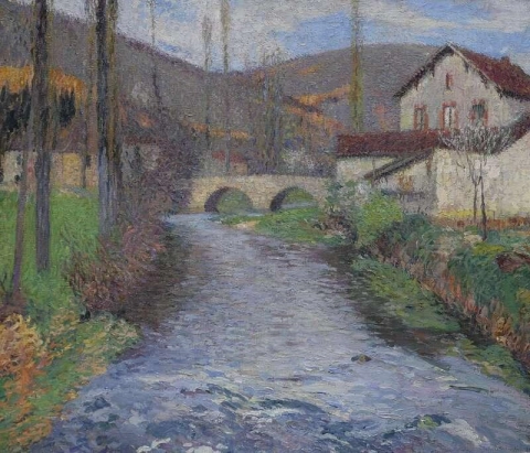 A escola e a ponte no verde Labastide-du-vert 1935