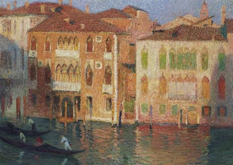 Venise Palais Et Gondoliers Sur Le Grand Canal